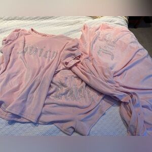 JUICY COUTURE Bling Rhinestone Pink Velour Shirts Shorts 💕 3 Piece Set!